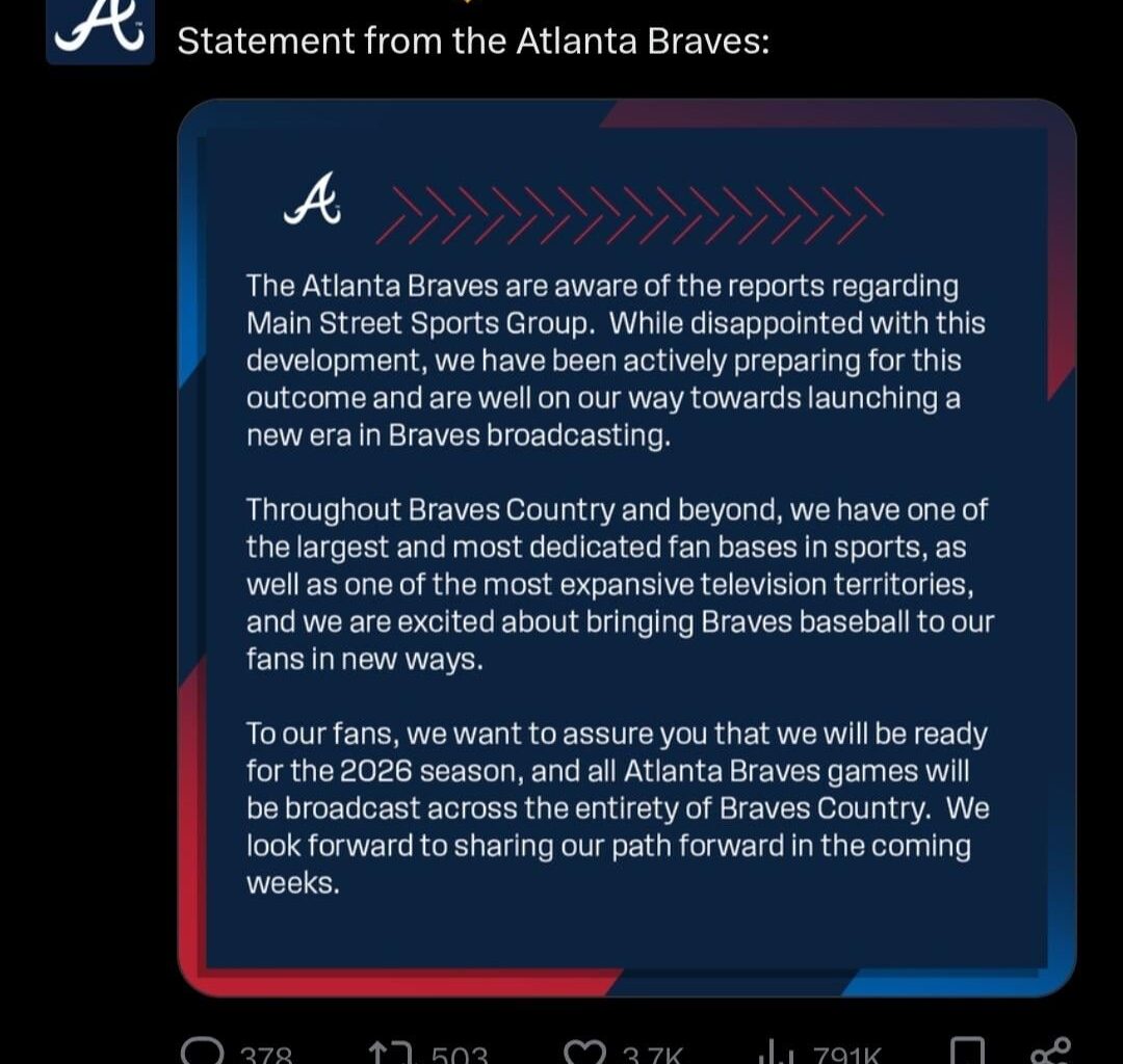 [Atlanta Braves] Statement from the Atlanta Braves
