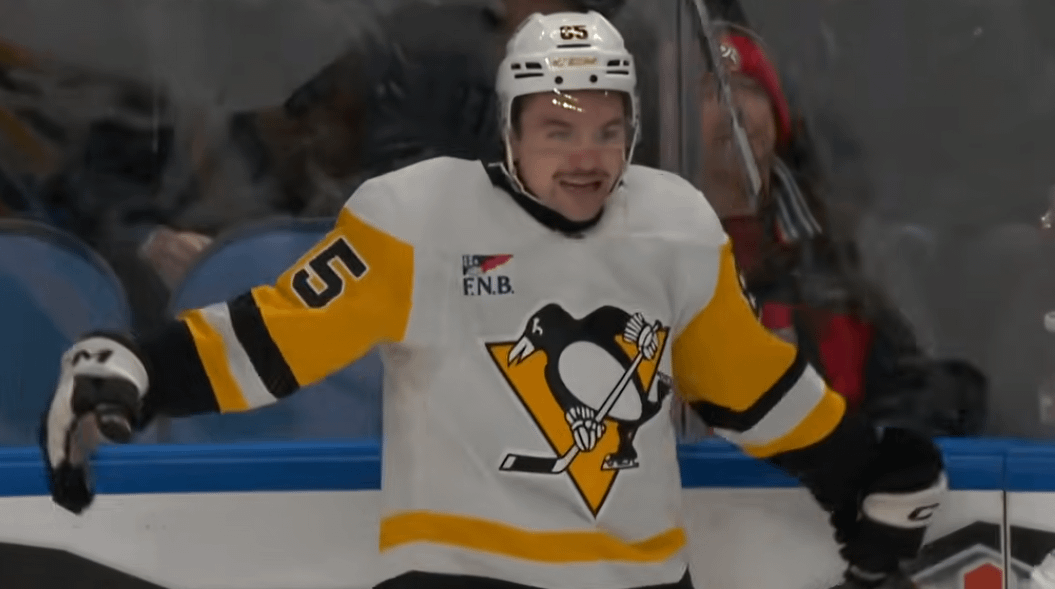 Avery Hayes after burying his first ever NHL shot. 2 goals in his NHL debut