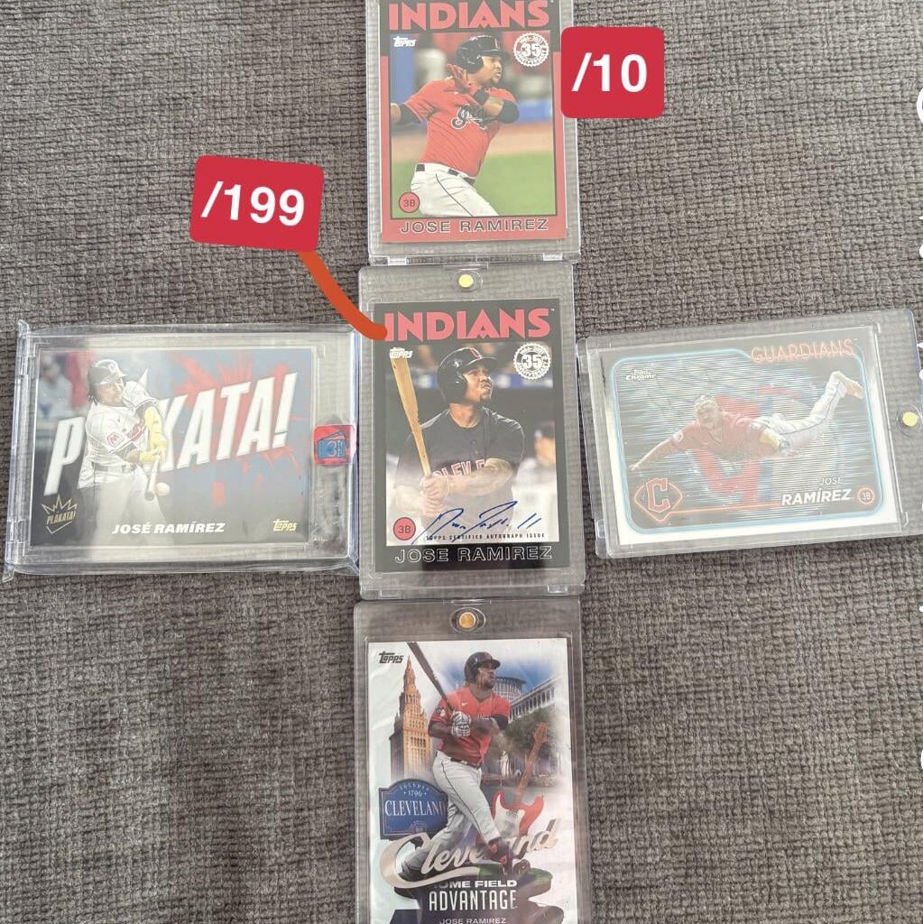 Hi all! I am a Jose Ramirez card collector and I am looking for a Jose gold rookie /2014. These are some of my Jose’s that I am willing to part with if anyone wants to trade. Thank you!!