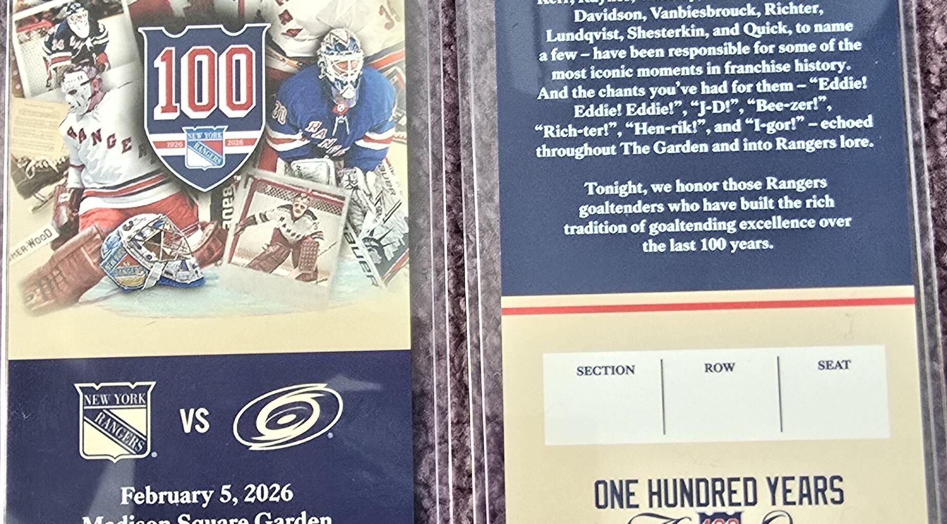 Bussi shutout commemorative ticket