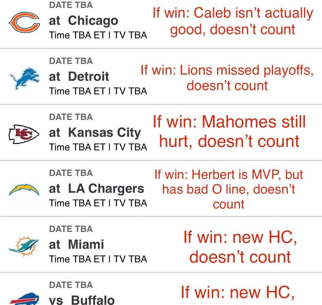 Next season’s schedule