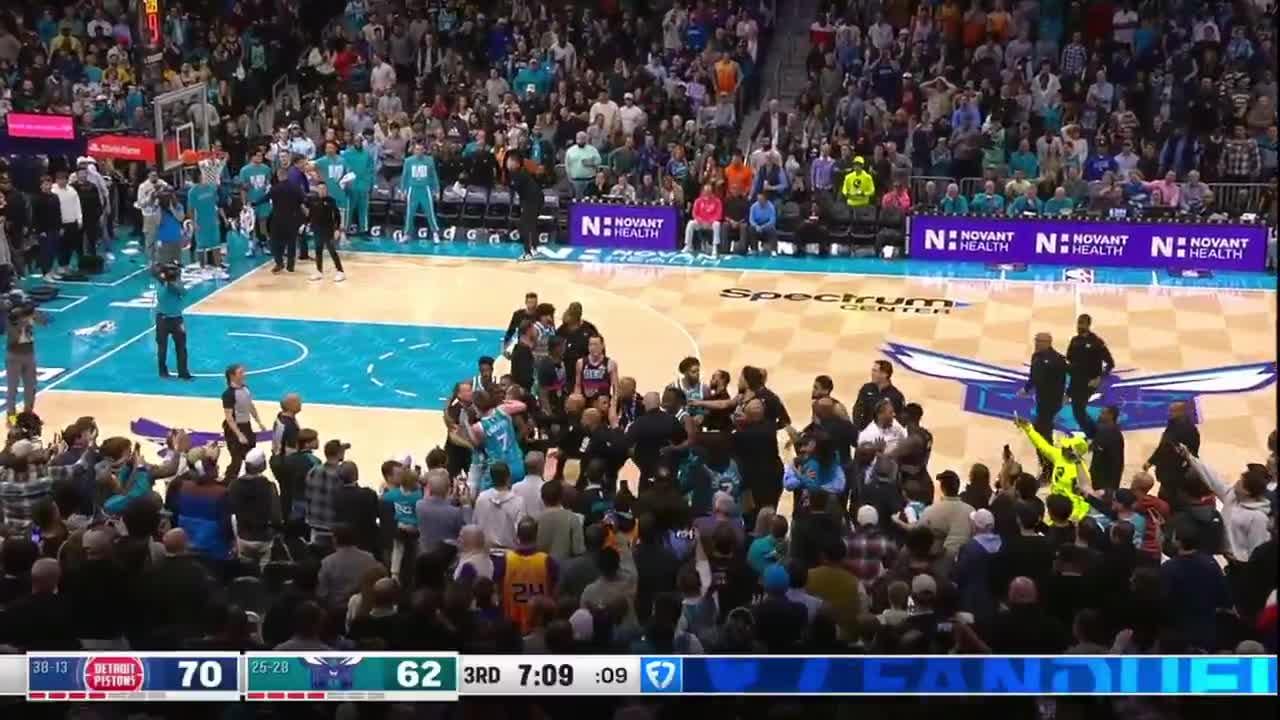 Opportunity presented itself for us to catch up to Detroit in the standings....Hornets v. Pistons Brawl