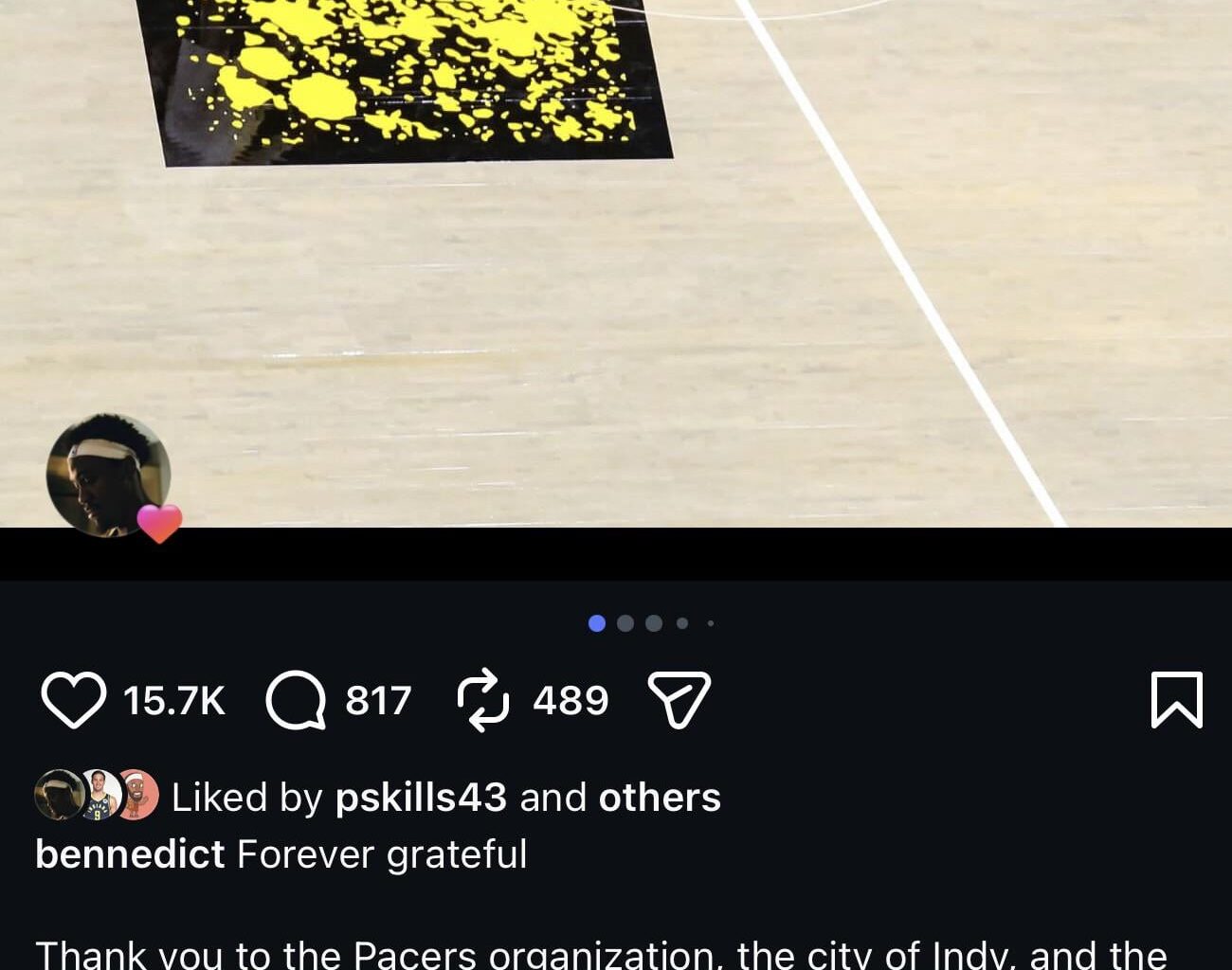 Benn’s farewell post on Instagram