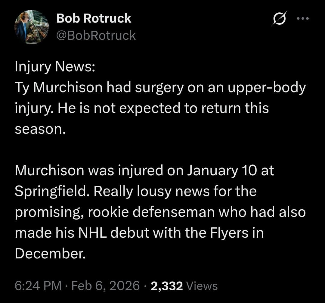 [Rotruck] Injury News: Ty Murchison had surgery on an upper-body injury. He is not expected to return this season.