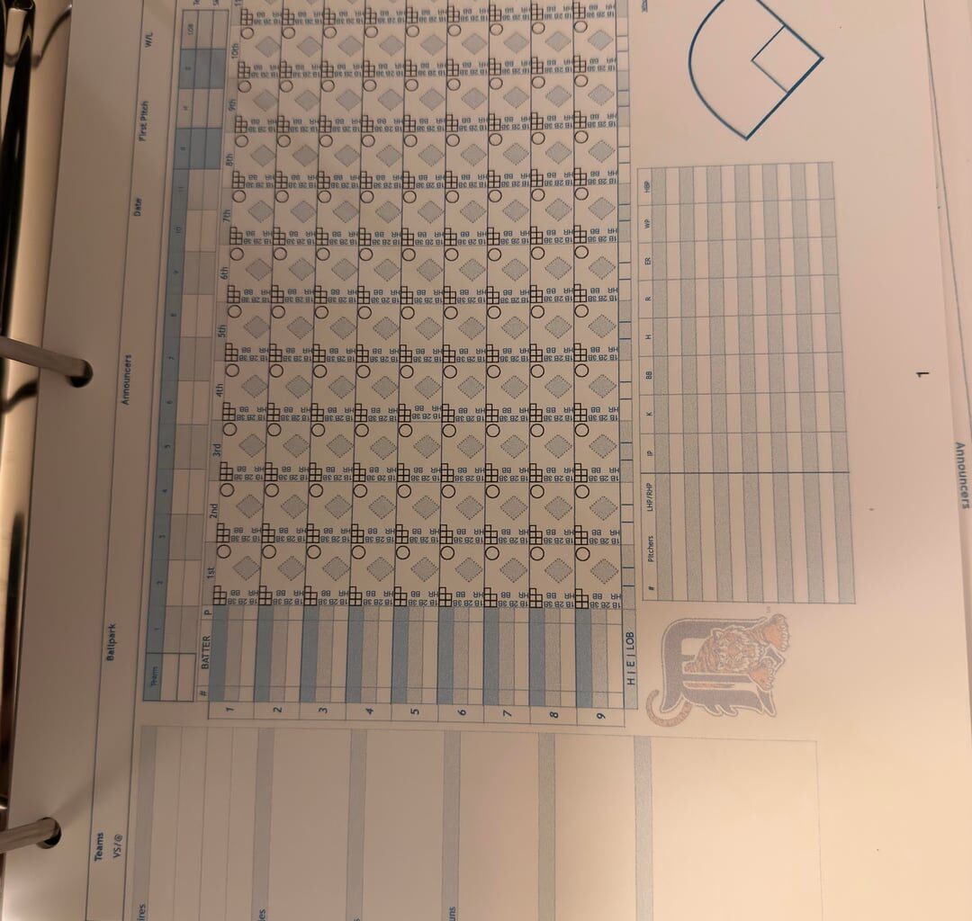 Homemade Scorebook, designed by me, ready for this 2026 season!