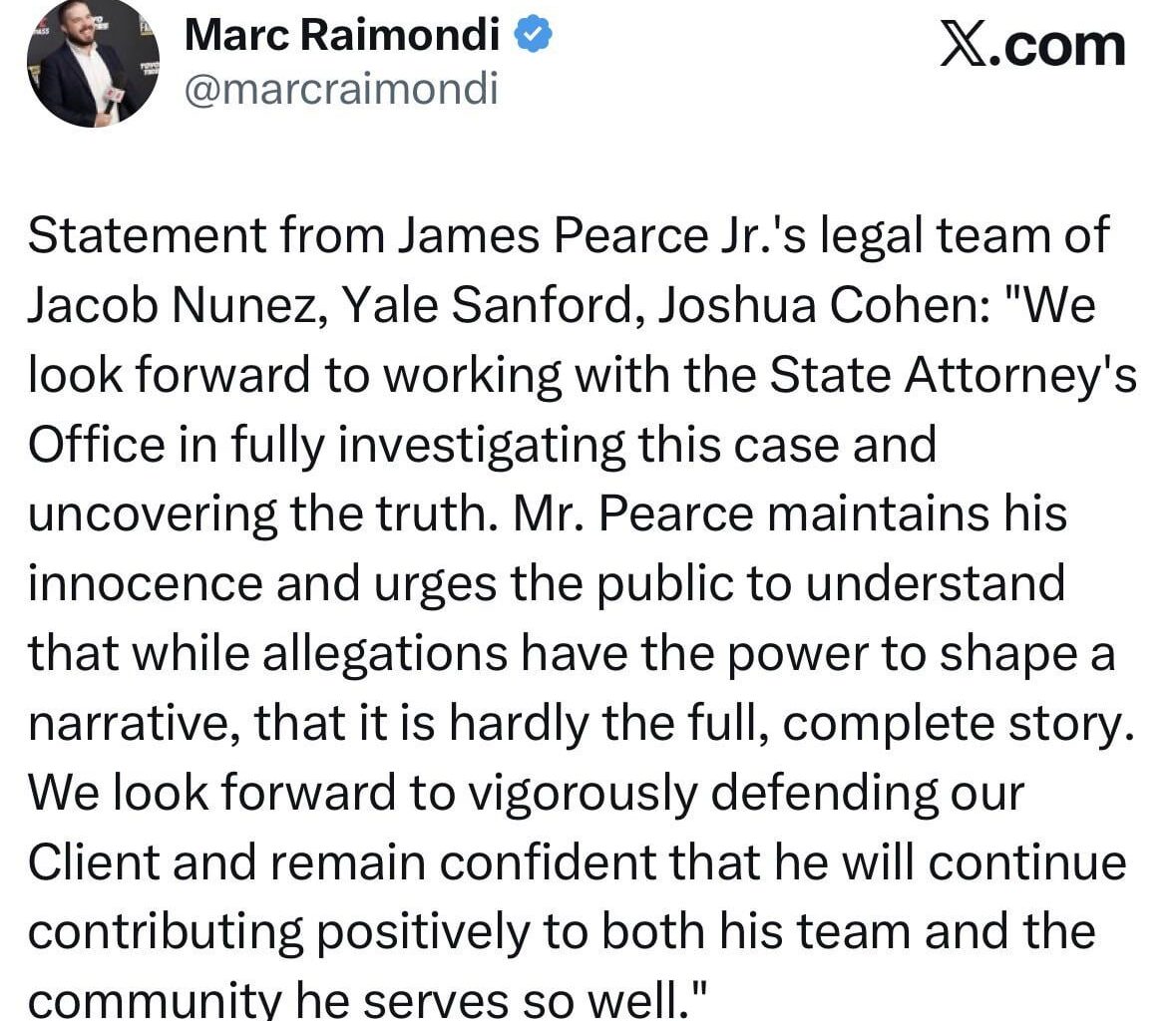 Statement from JPJ’s legal team