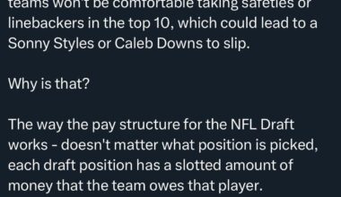 I think we should highly expect a trade back at 7. The rookie contract doesn’t make great financial sense for a safety at 7 and Bain/Reese/Bailey will all be gone before we pick unfortunately.