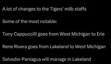 A lot of changes to the Tigers' milb staffs. Some of the most notable: