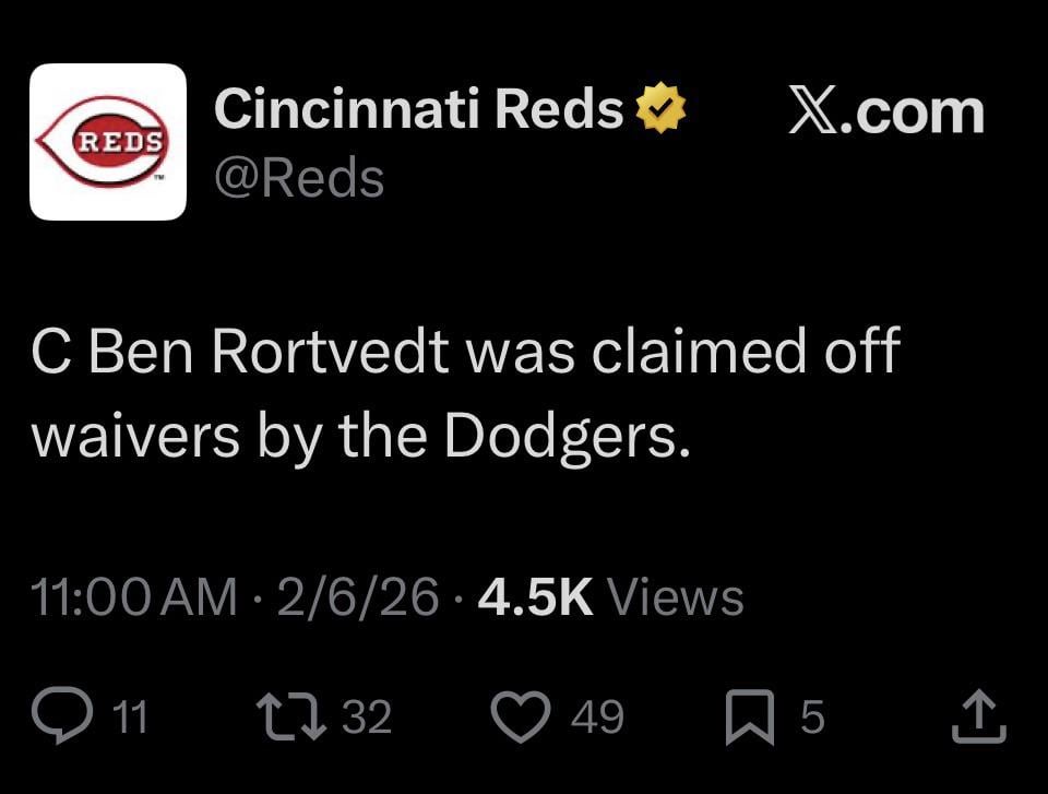 The Dodgers have claimed Ben Rortvedt off waivers