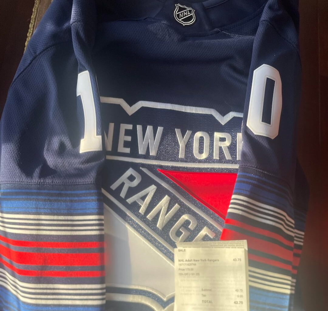 Panarin jerseys 75 percent off at Dicks.