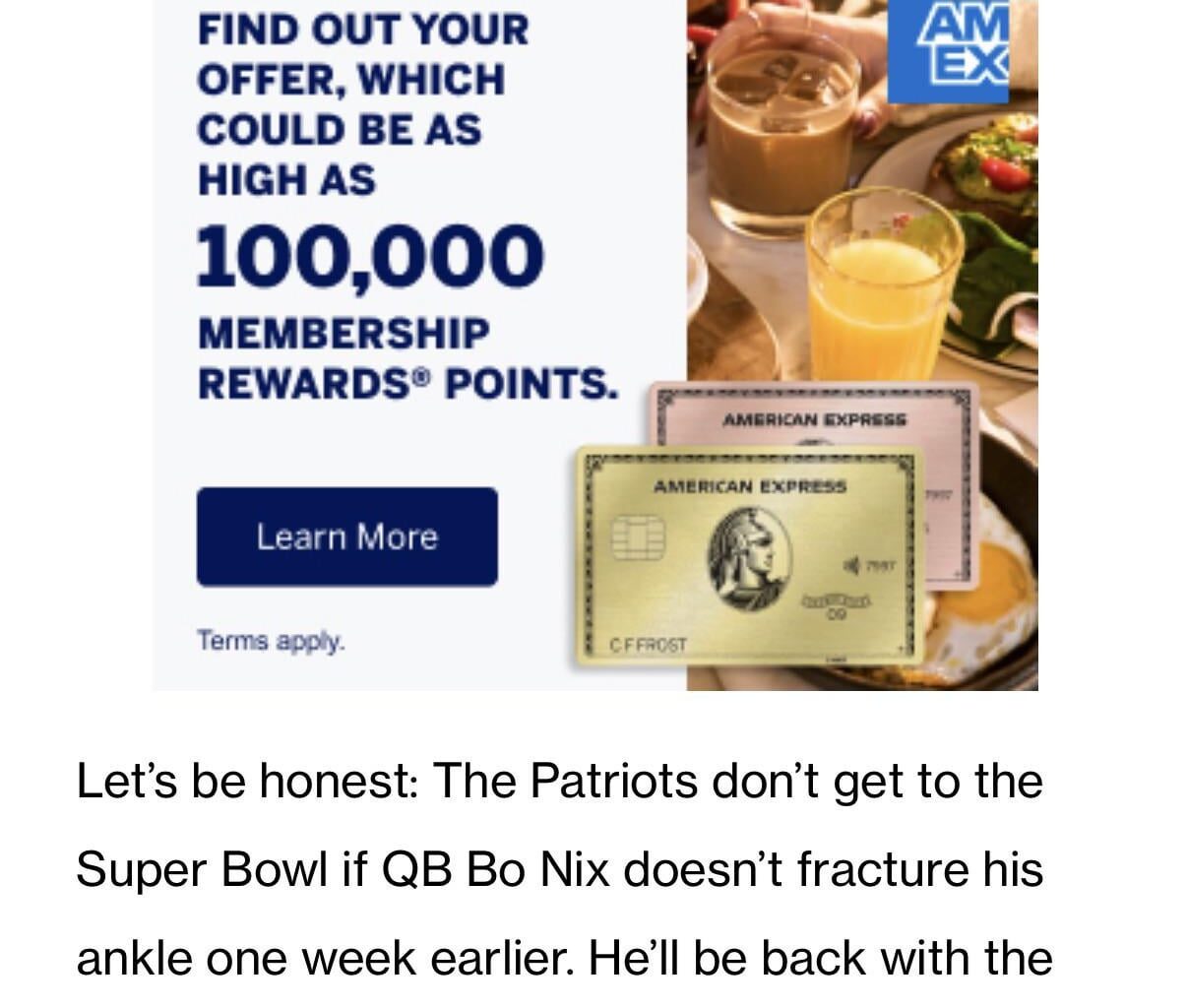 Well we didn't win the Super Bowl but FOX Sports ranks us as number 1