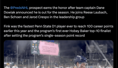 [Smith] Penn State men’s hockey announces that Aiden Fink will be filling in as an alternate captain for the remainder of the 2025-26 season