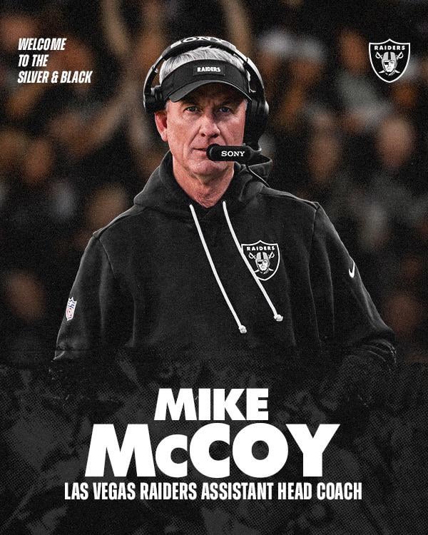 [Las Vegas Raiders] We have named Mike McCoy as Assistant Head Coach of the Las Vegas Raiders.