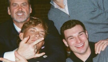 Fernando Mendoza with Jaxson Dart, Eli Manning, and Shaun O’Hara 🙌🙌