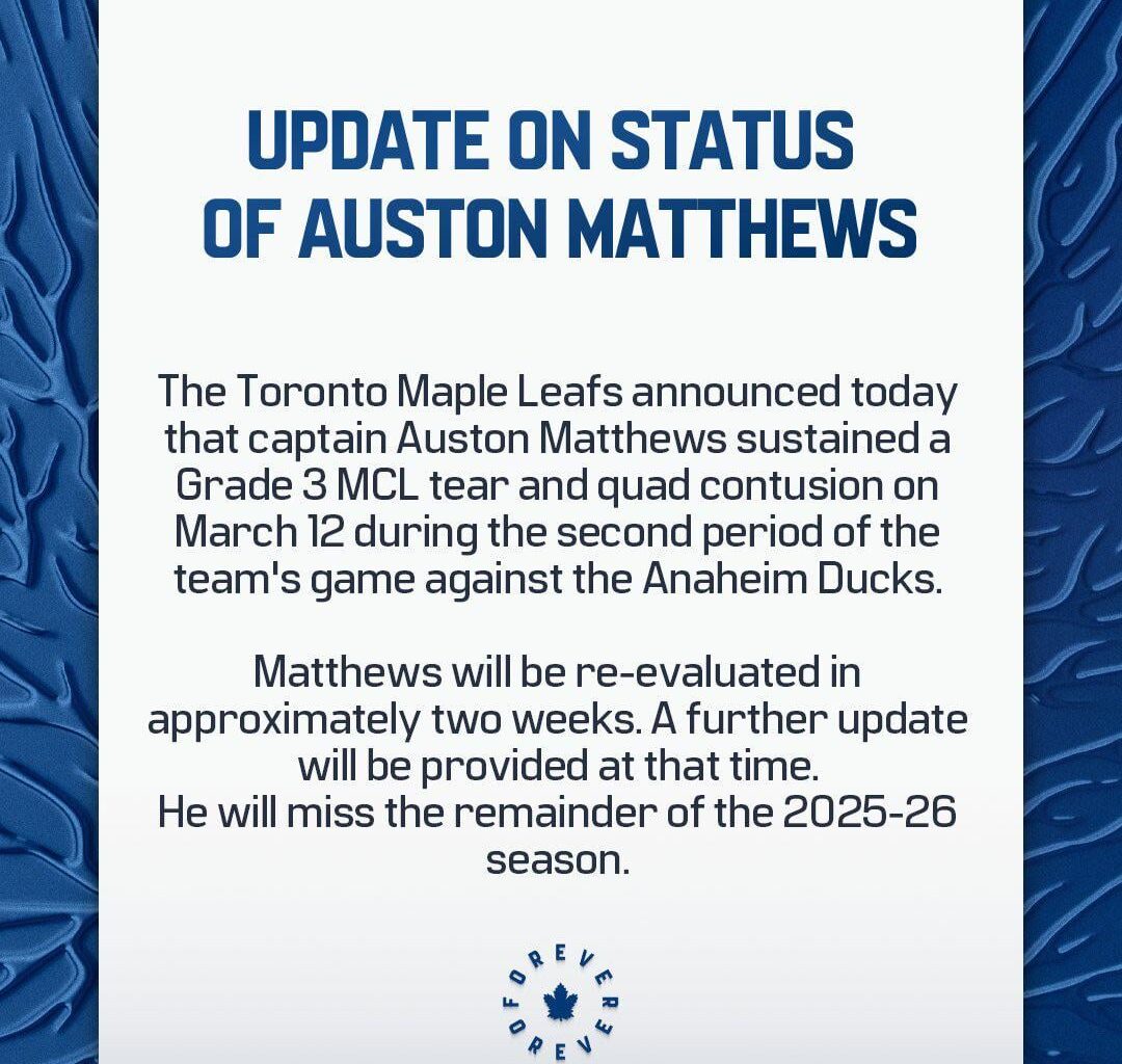 Update on Auston Matthews