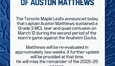 Update on Auston Matthews
