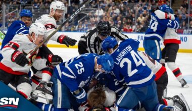 Senators' Greig Sparks Full Line Brawl In Heated Battle Of Ontario