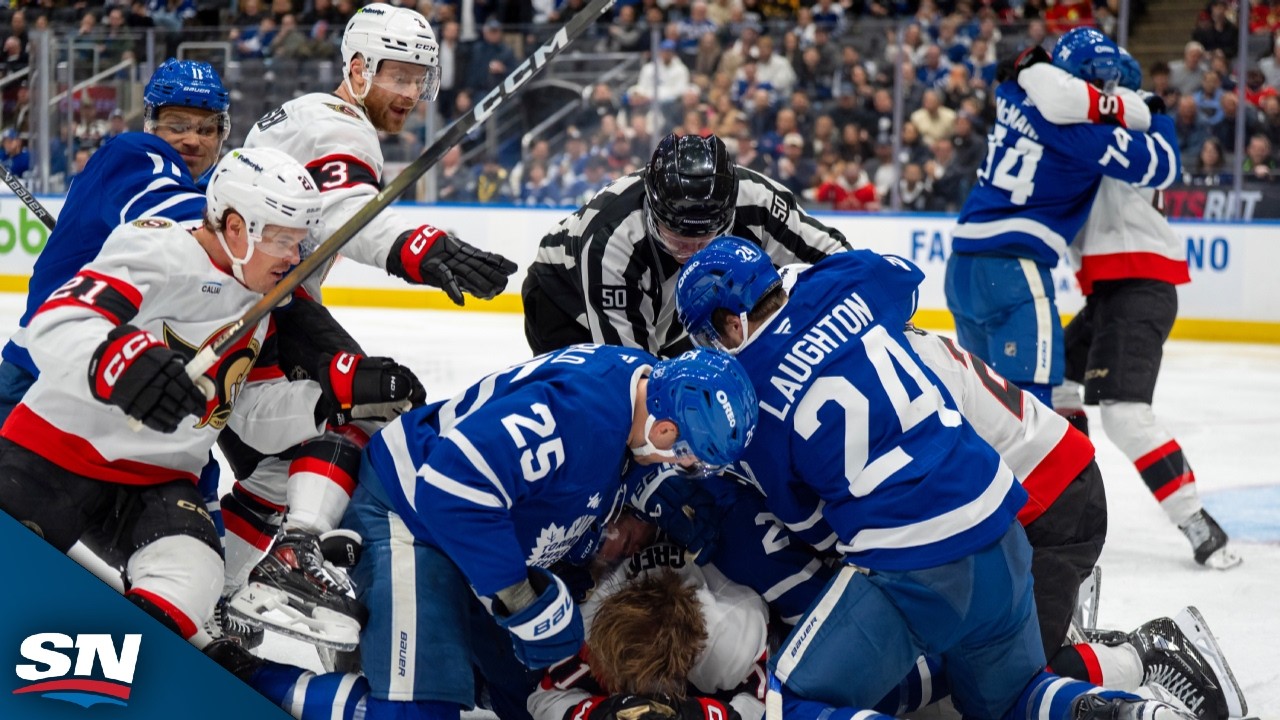 Senators' Greig Sparks Full Line Brawl In Heated Battle Of Ontario