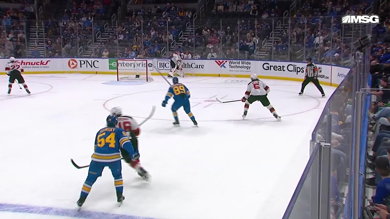 Pavel Buchnevich scores a goal against the New Jersey Devils