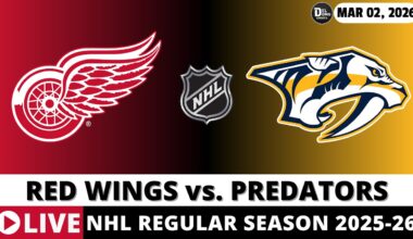 DETROIT RED WINGS VS NASHVILLE PREDATORS 🏒 NHL Game Score Radio Play-by-Play