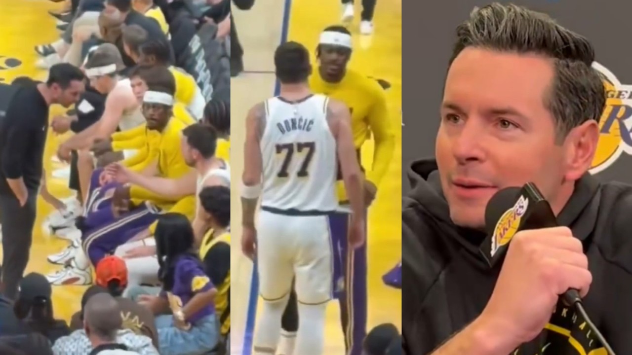 JJ Redick speaks on viral exchange with Luka Doncic on Lakers bench