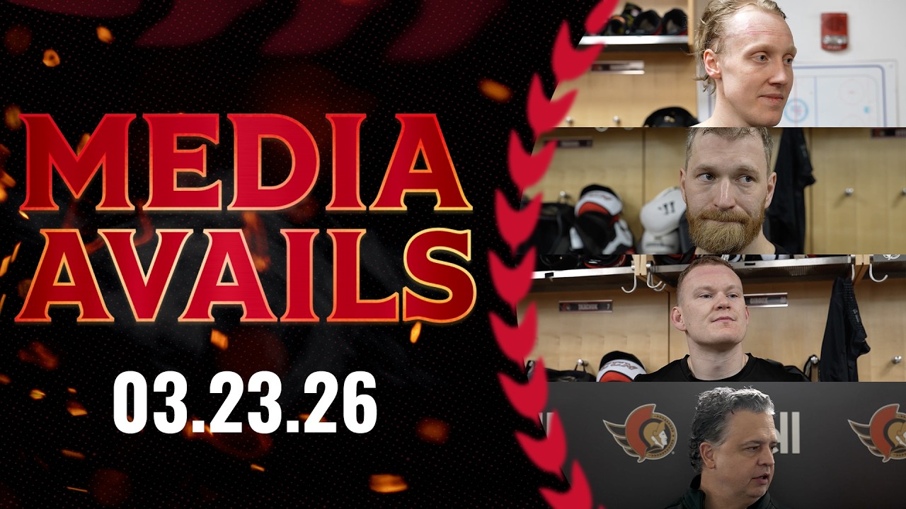 Lassi Thomson, Claude Giroux, Brady Tkachuk, Travis Green Pregame Media vs TOR