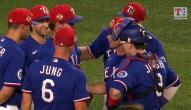Rangers pitcher Carter Baumler learns he makes the team during a mound visit 🥹 (Reaction included!)
