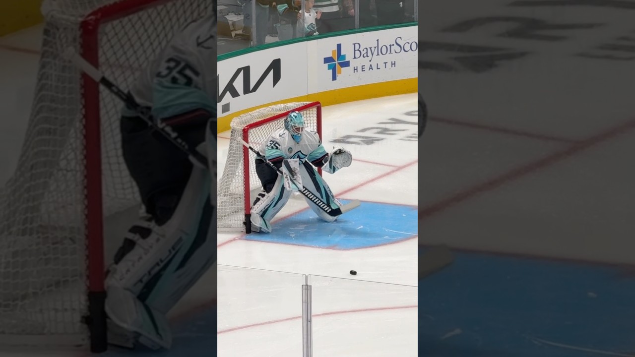 Joey Daccord warming up 🔥 #goaliegearsnob #seattlekraken #joeydaccord #truegoalie