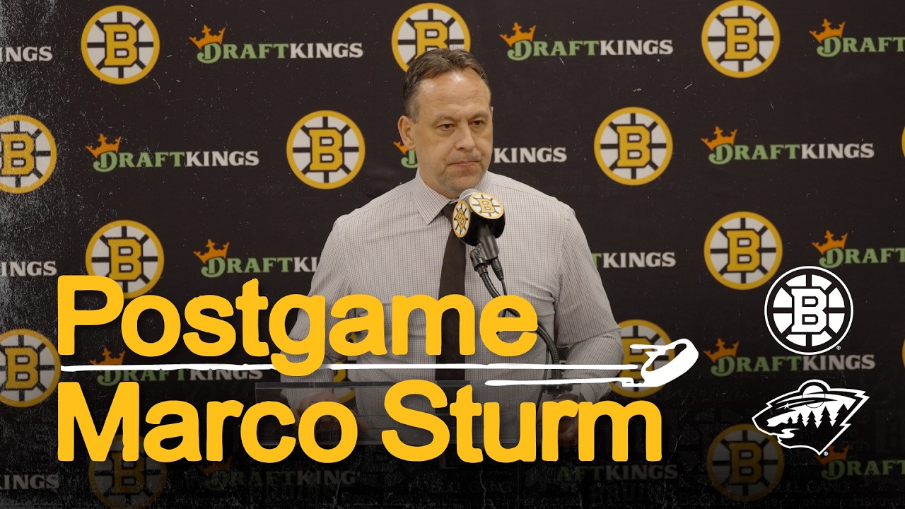 Marco Sturm talks after Bruins 6-3 W over MIN