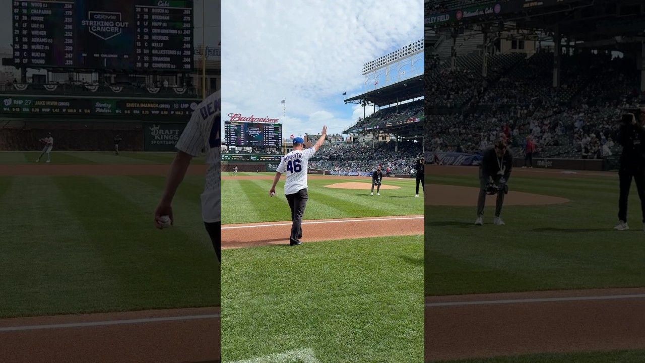 Jonathan Toews throws the first pitch at the @c@cubsame!