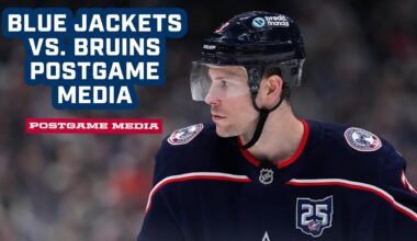 Charlie Coyle, Boone Jenner, Cole Sillinger and Head Coach Rick Bowness | Postgame Media