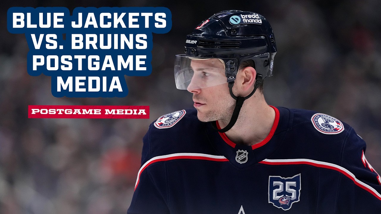 Charlie Coyle, Boone Jenner, Cole Sillinger and Head Coach Rick Bowness | Postgame Media