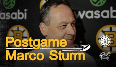 Marco Sturm speaks to the media following the Bruins 4-3 shootout win over the Blue Jackets.