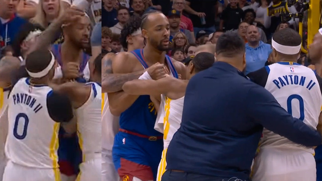 Warriors and Nuggets get into it and GP2 snatches Zeke Nnaji's headband 😂