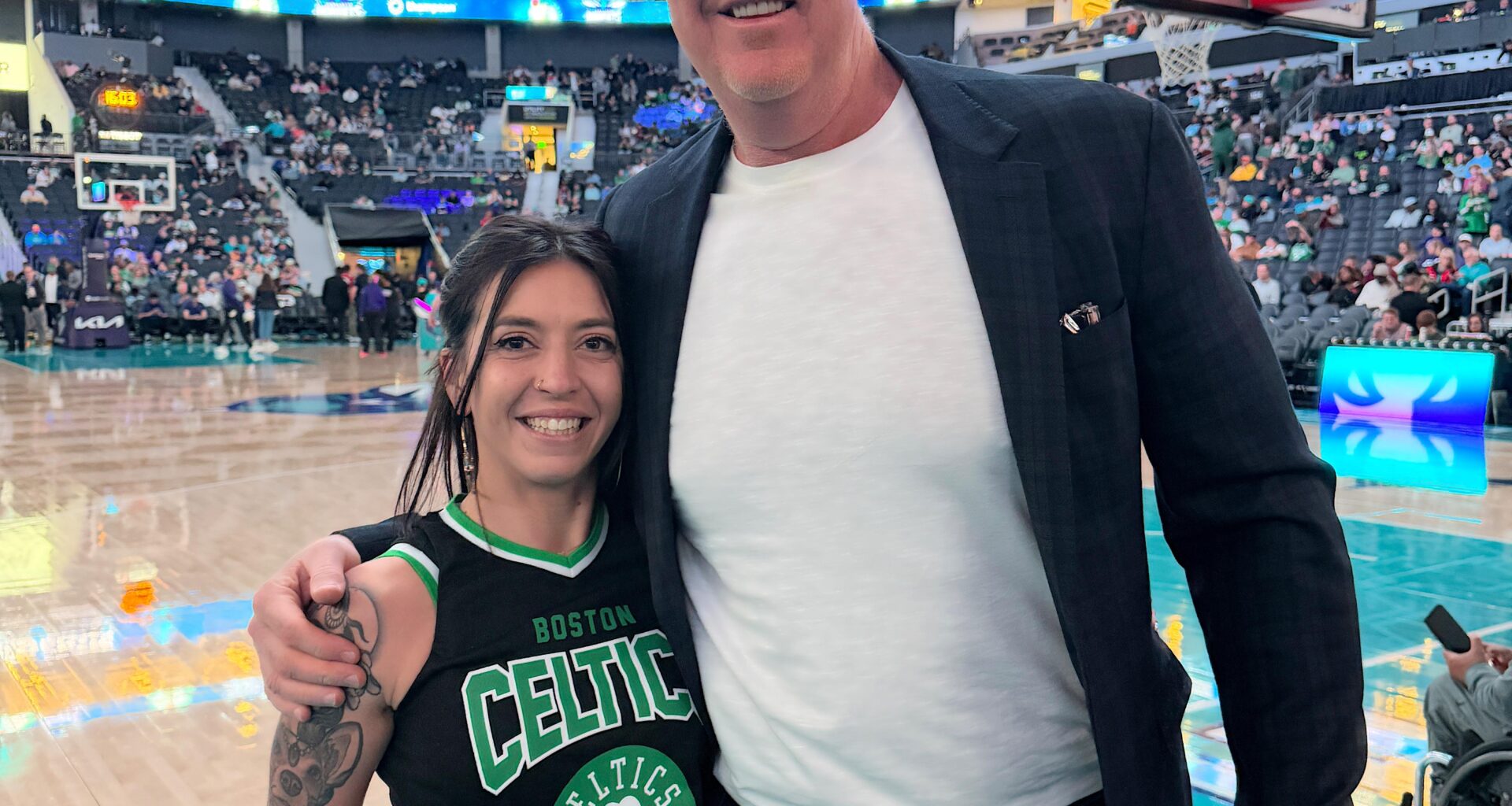 Got to meet the legend himself! 🍀 great win against the Hornets - can’t wait for playoffs!