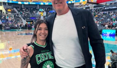 Got to meet the legend himself! 🍀 great win against the Hornets - can’t wait for playoffs!