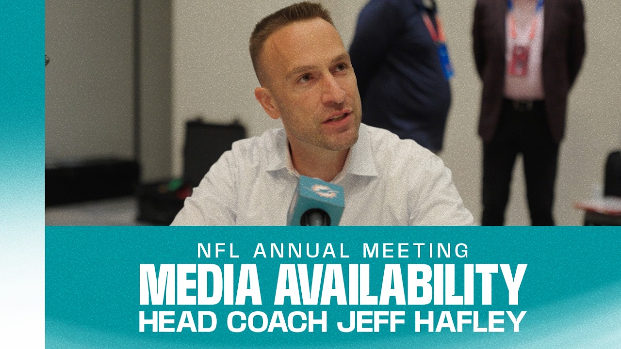 Head Coach Jeff Hafley meets with the media at the 2026 Annual Meeting | Miami Dolphins