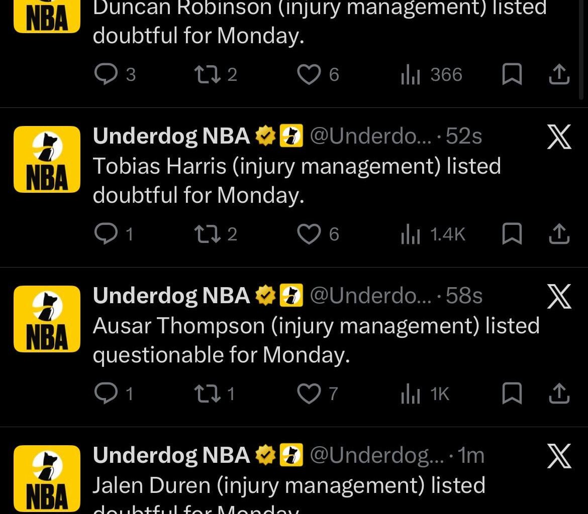 Huge news. Looks like the Pistons are resting their players for our game Monday. They have a game Tuesday night as well.