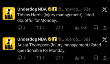 Huge news. Looks like the Pistons are resting their players for our game Monday. They have a game Tuesday night as well.