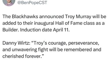 Troy Murray added to inaugural team Hall of Fame induction, per Ben Pope