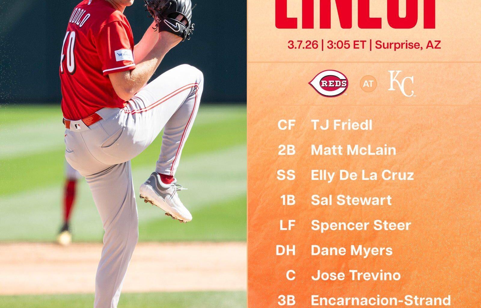 Reds lineup - Saturday 3/7/26