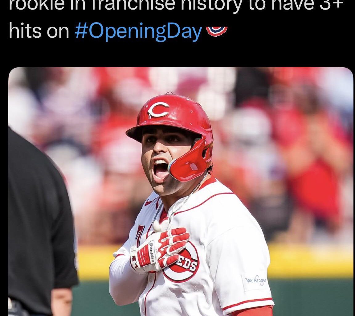 [Reds] Sal Stewart becomes the first Reds rookie in franchise history to have 3+ hits on #OpeningDay