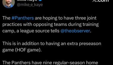 [Kaye] Panthers hoping to have 3 joint practices this year