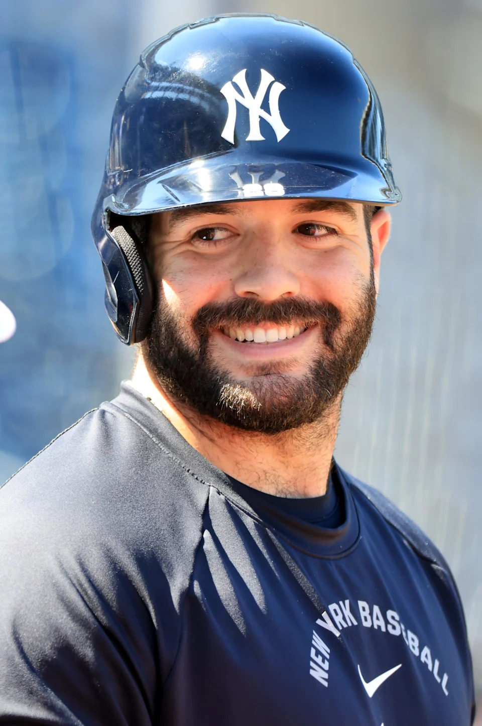 Feb 13, 2026; Tampa, FL, USA; New York Yankees catcher Austin Wells (28) works out during spring training practices at George M. Steinbrenner Field. Mandatory Credit: Kim Klement Neitzel-Imagn Images