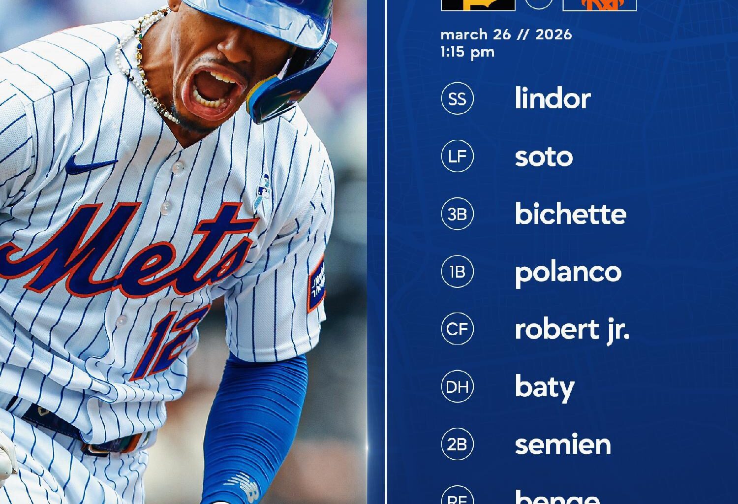 2026 Opening Day Lineup vs Pirates