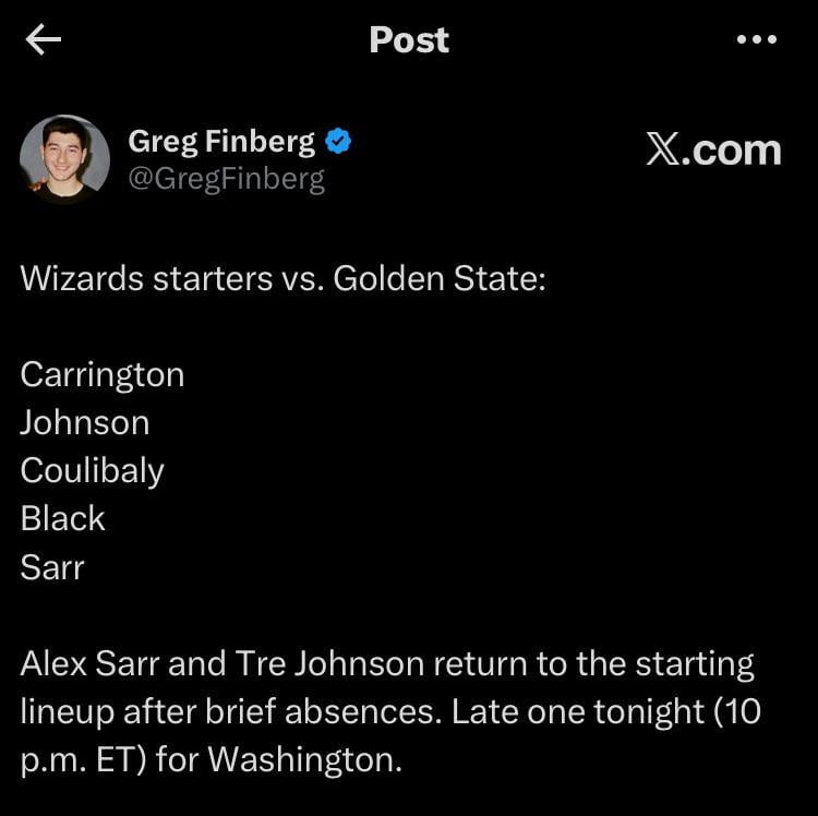 Starters tonight for the late night
