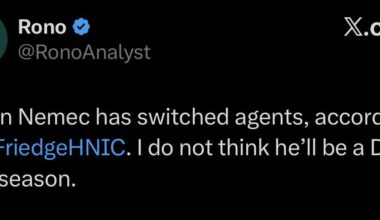 Per Elliotte Friedman, Nemec has changed his agent