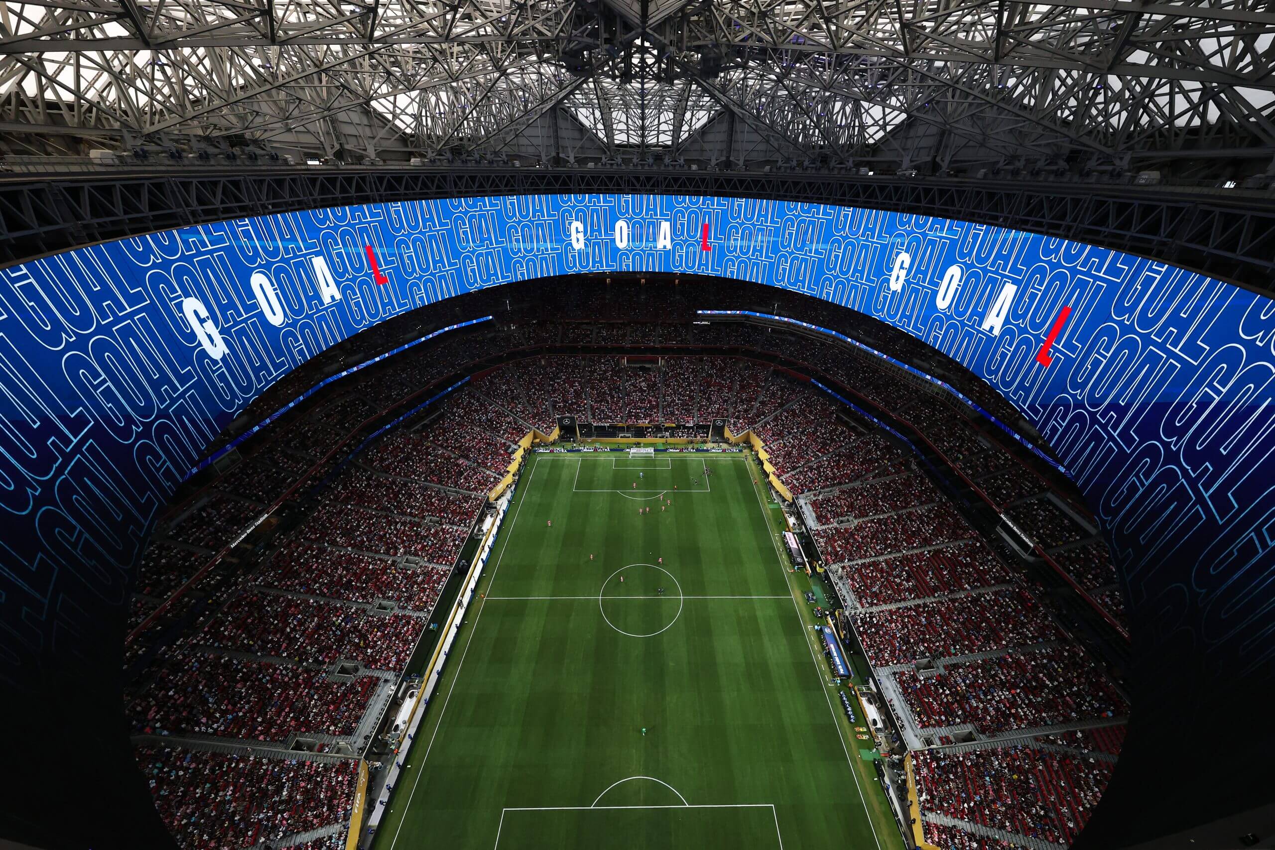 A view from the roof of Mercedes Benz Stadium in Atlanta