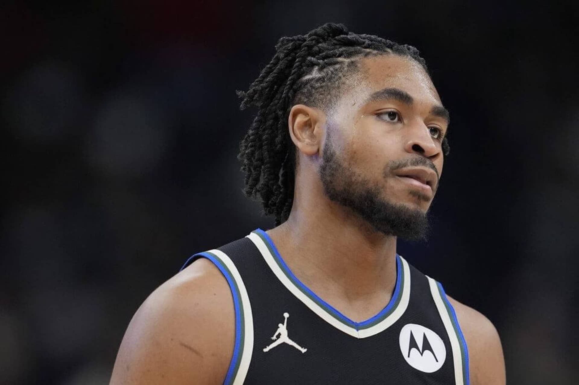 Cam Thomas of the Milwaukee Bucks looks on against the New York Knicks