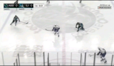 Chase Stillman scores when goalie mishandles the puck and then knocks the net over